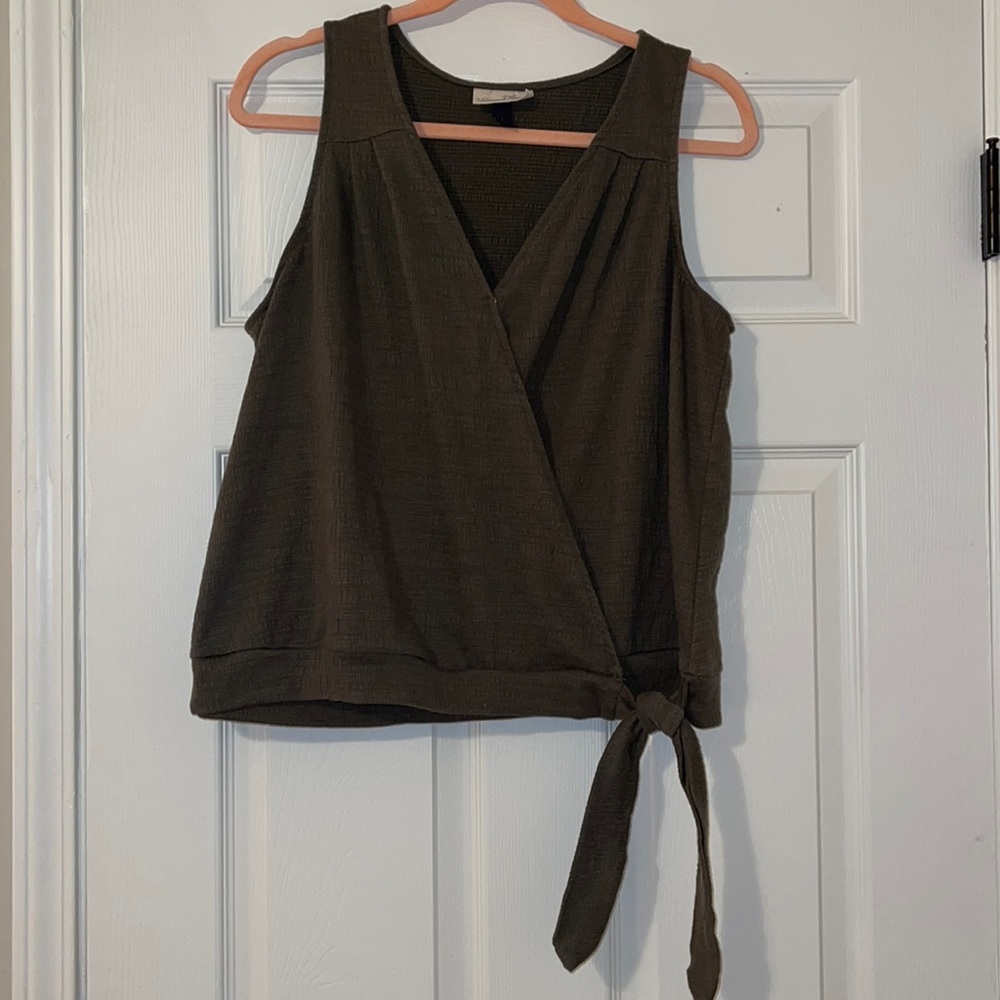 Olive Wrap Top with Tie